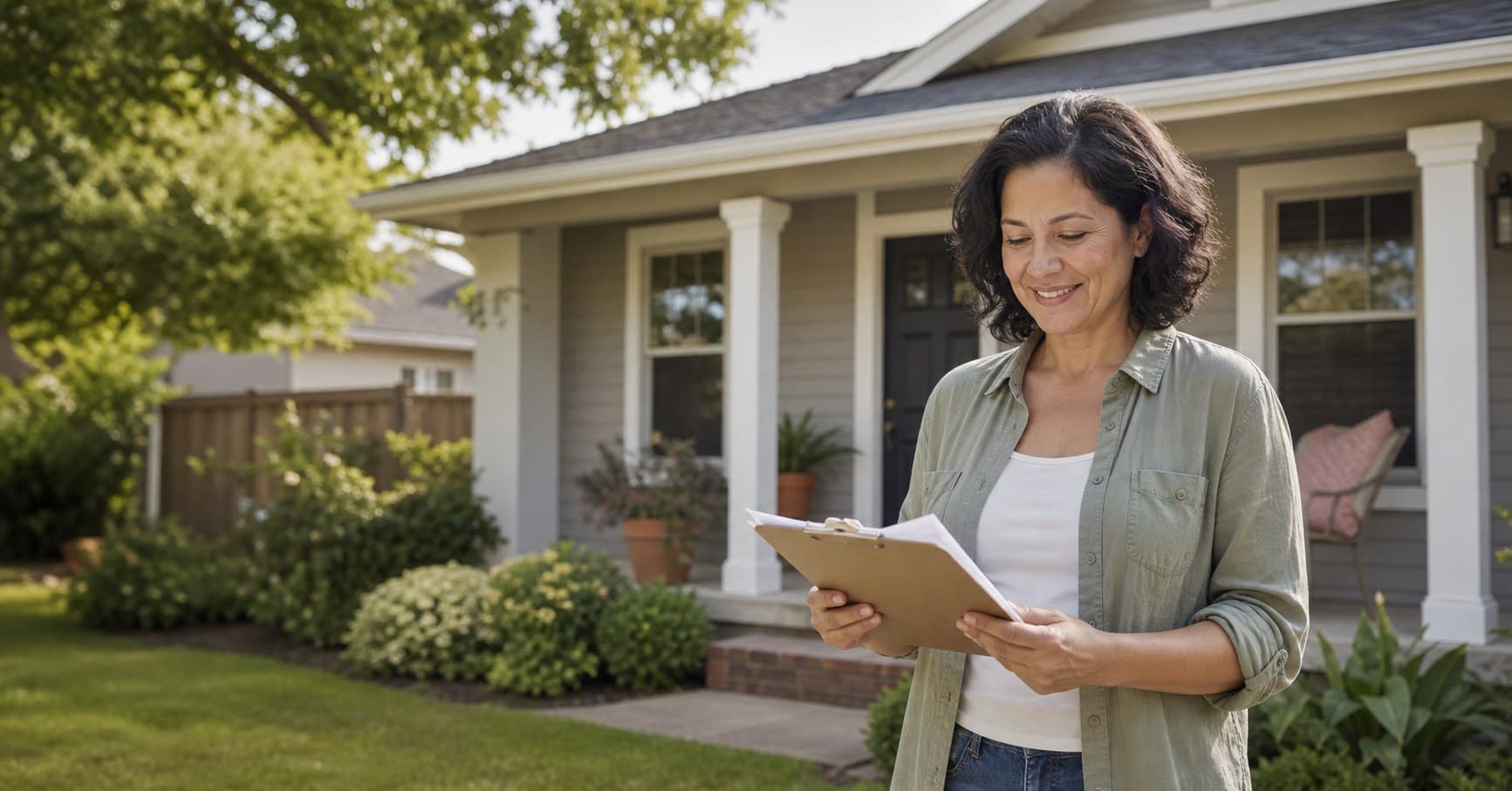 Homeowner smiling while reviewing simple as-is home sale options